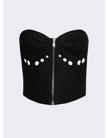 Jean Paul Gaultier | Women | Cyber Bustier With Zip Center Perforated Details | Black