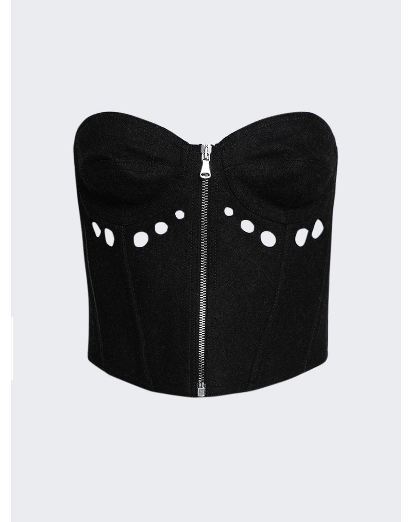 Jean Paul Gaultier | Women | Cyber Bustier With Zip Center Perforated Details | Black