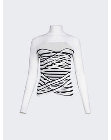 Jean Paul Gaultier | Women | Mariniere Laceree Long Sleeve Top | White x Navy