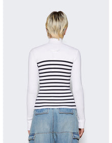 Jean Paul Gaultier | Women | Mariniere Laceree Long Sleeve Top | White x Navy