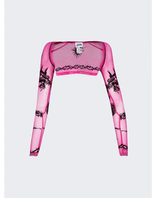 Jean Paul Gaultier | Women | Velvet Flock Long Sleeve Shawl | Pink