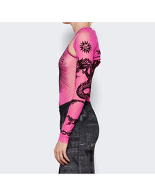 Jean Paul Gaultier | Women | Velvet Flock Long Sleeve Shawl | Pink