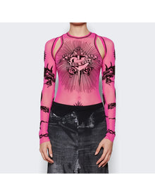 Jean Paul Gaultier | Women | Velvet Flock Long Sleeve Shawl | Pink