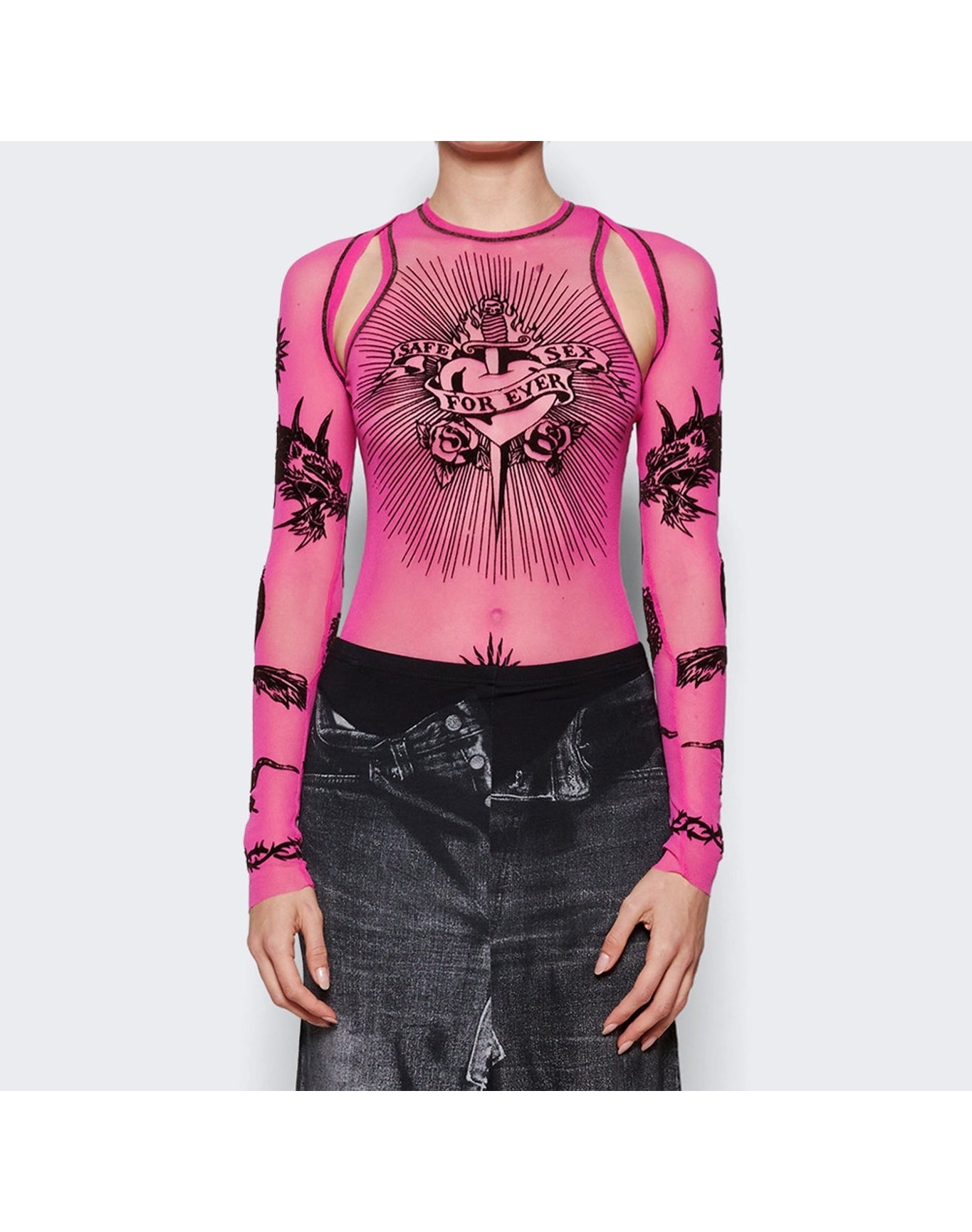 Jean Paul Gaultier | Women | Velvet Flock Long Sleeve Shawl | Pink