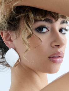 Puffy Cushion Earrings | Silver & Yellow Gold