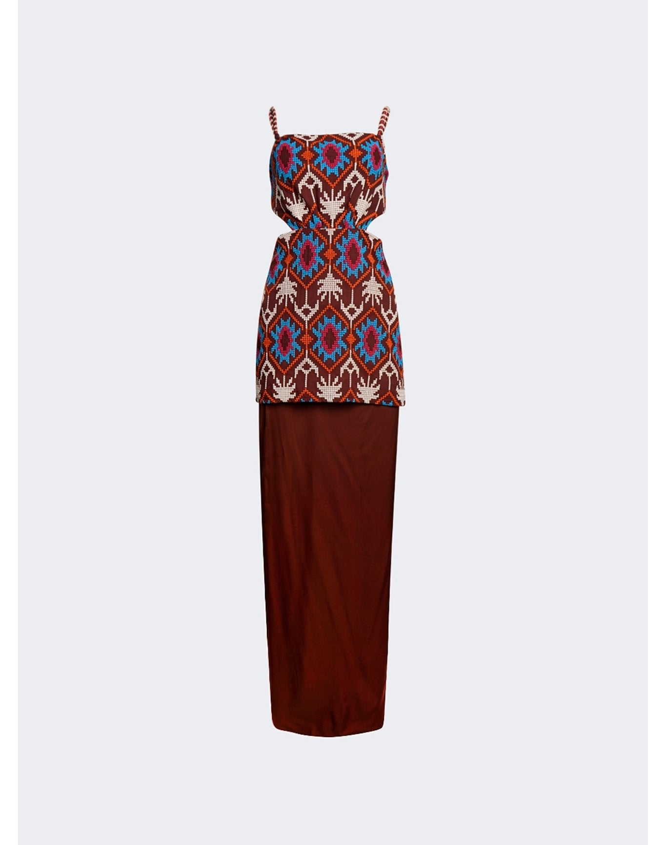 Johanna Ortiz | Women | Leyenda Anudada Mini Dress | Red Wine x Blue