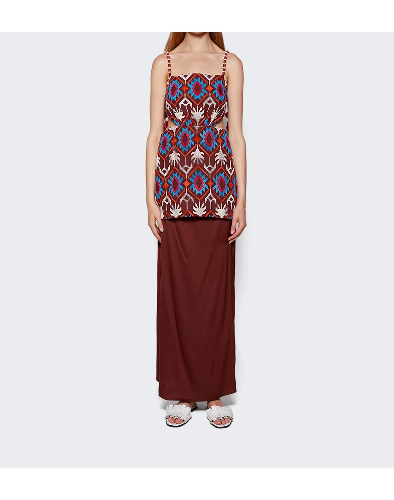 Johanna Ortiz | Women | Leyenda Anudada Mini Dress | Red Wine x Blue