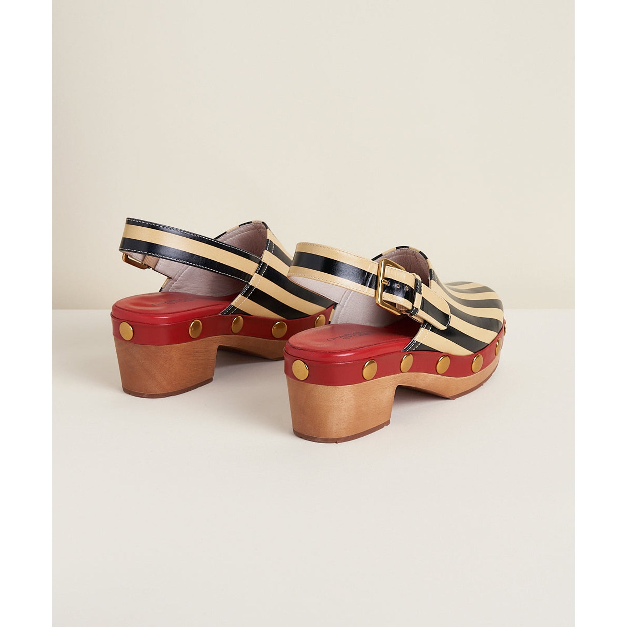 Jona Slingback Low Heel Clog | Black Stripe