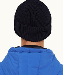 Jorda Merino Merino Wool Rib Beanie Hat | Night Iris