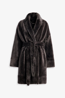 Nour Hammour Juno Luxurious Robe Coat Fumée - Silhouette