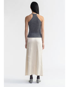 Juno | Satin Maxi Skirt | Silver