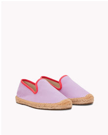 The Smoking Slipper - Contrast Piping - Lavender / Red - Kids' - Kids' Espadrilles - Lavender / Red - Soludos - 