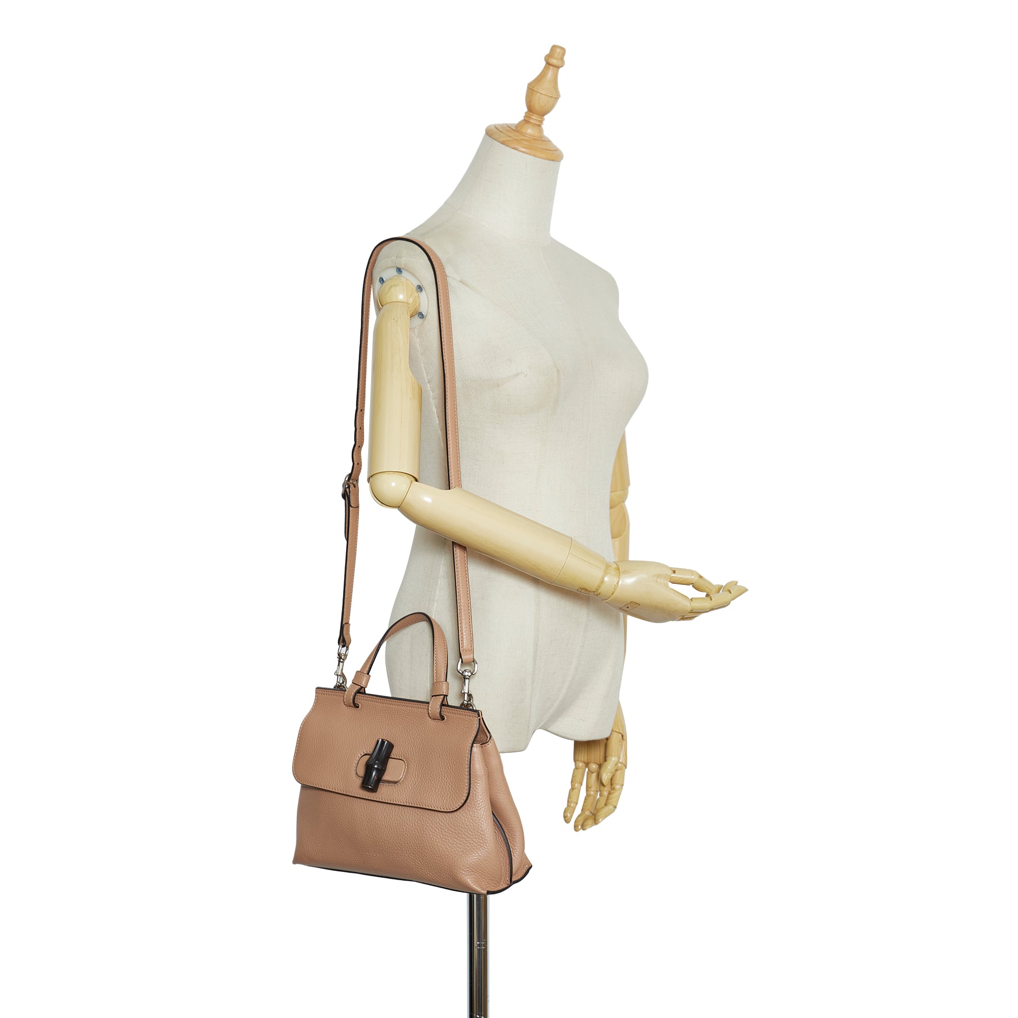 Gucci | Pre-Owned Small Leather Bamboo Daily Satchel | Brown/Beige