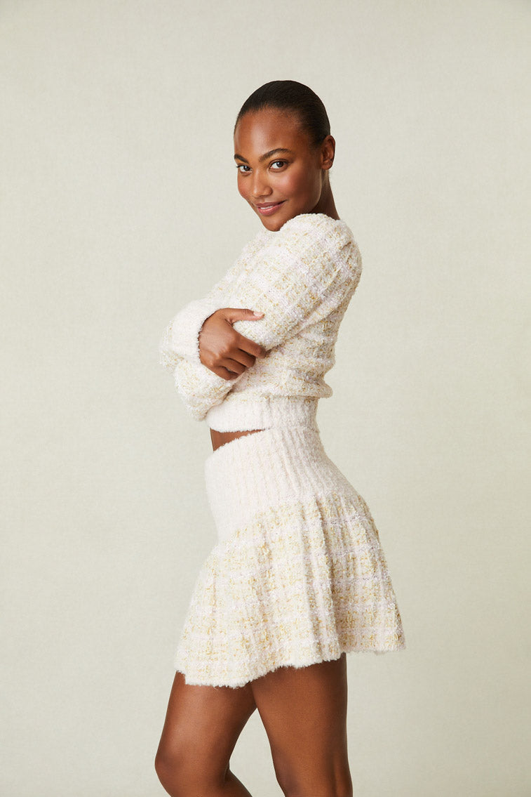 Womens | Bibi Tweed Mini Skirt | Cream Puff Pink