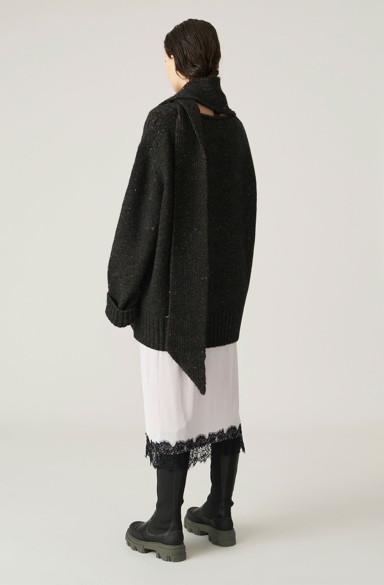 Cable Knit Oversized Pullover | Black
