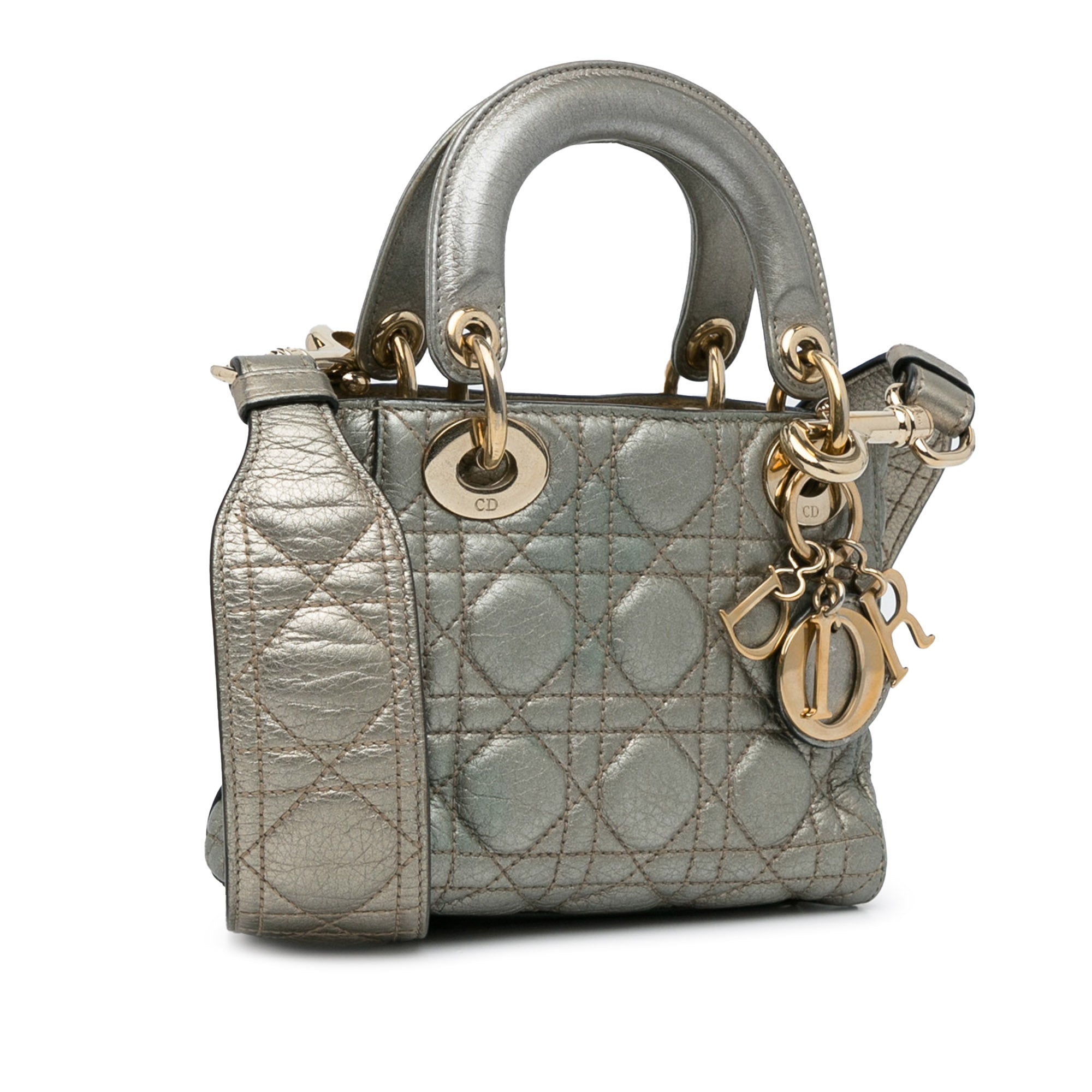 Dior | Pre-Owned Mini Lambskin Cannage Supple Lady | Gray