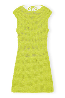 Velvet Crochet Open Back Mini Dress | Lime Punch