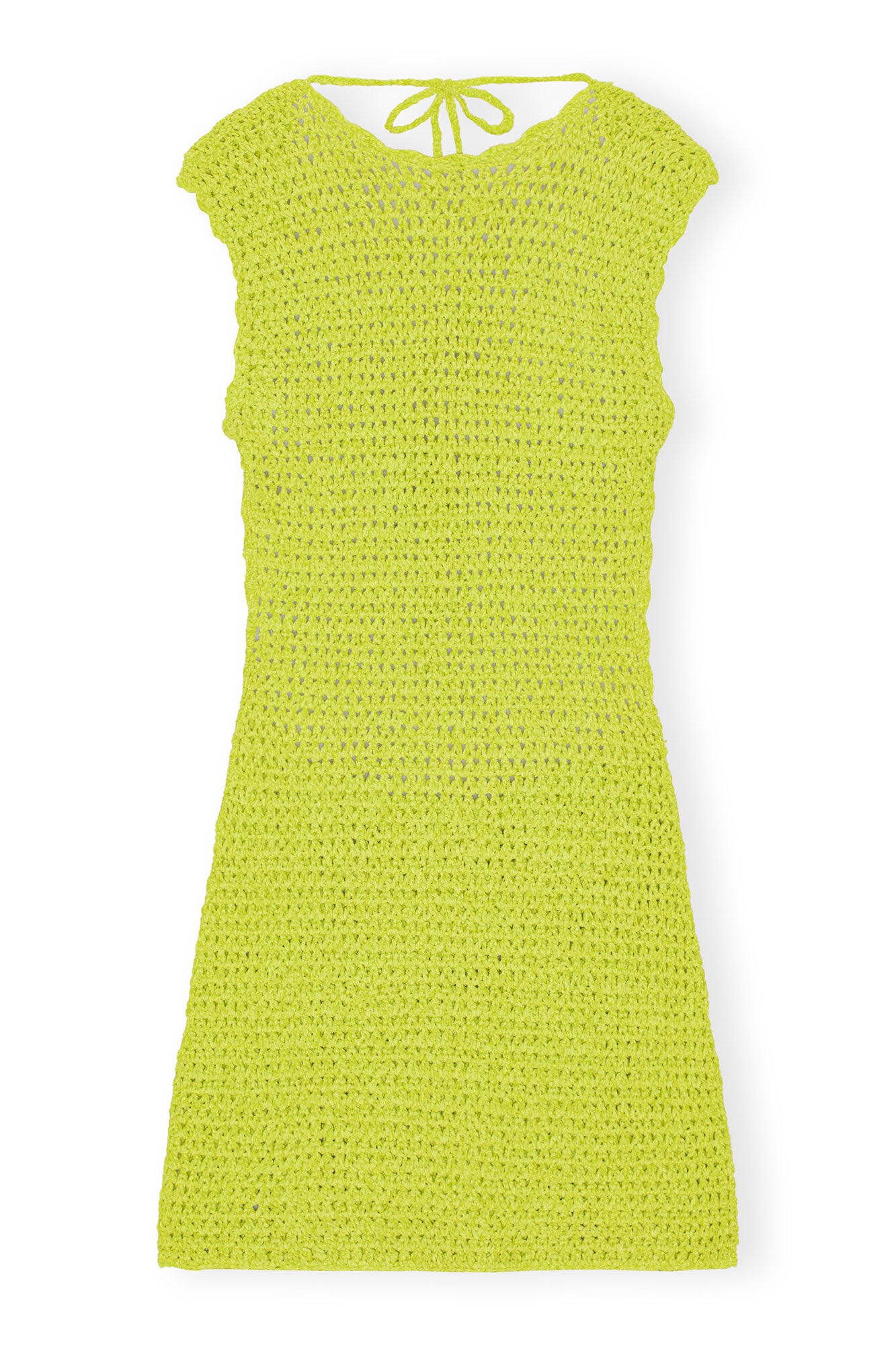 Velvet Crochet Open Back Mini Dress | Lime Punch