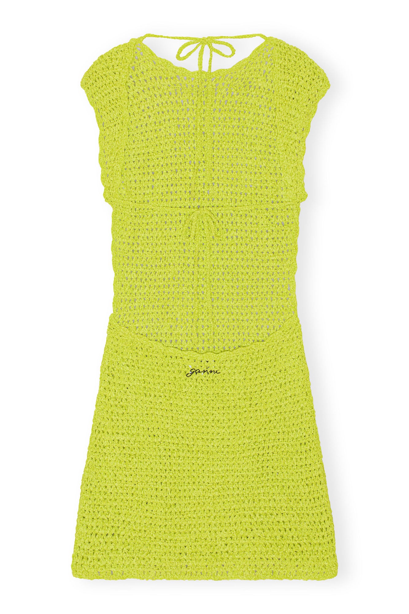 Velvet Crochet Open Back Mini Dress | Lime Punch