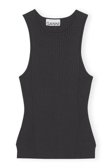 Melange Sleeveless Top | Black