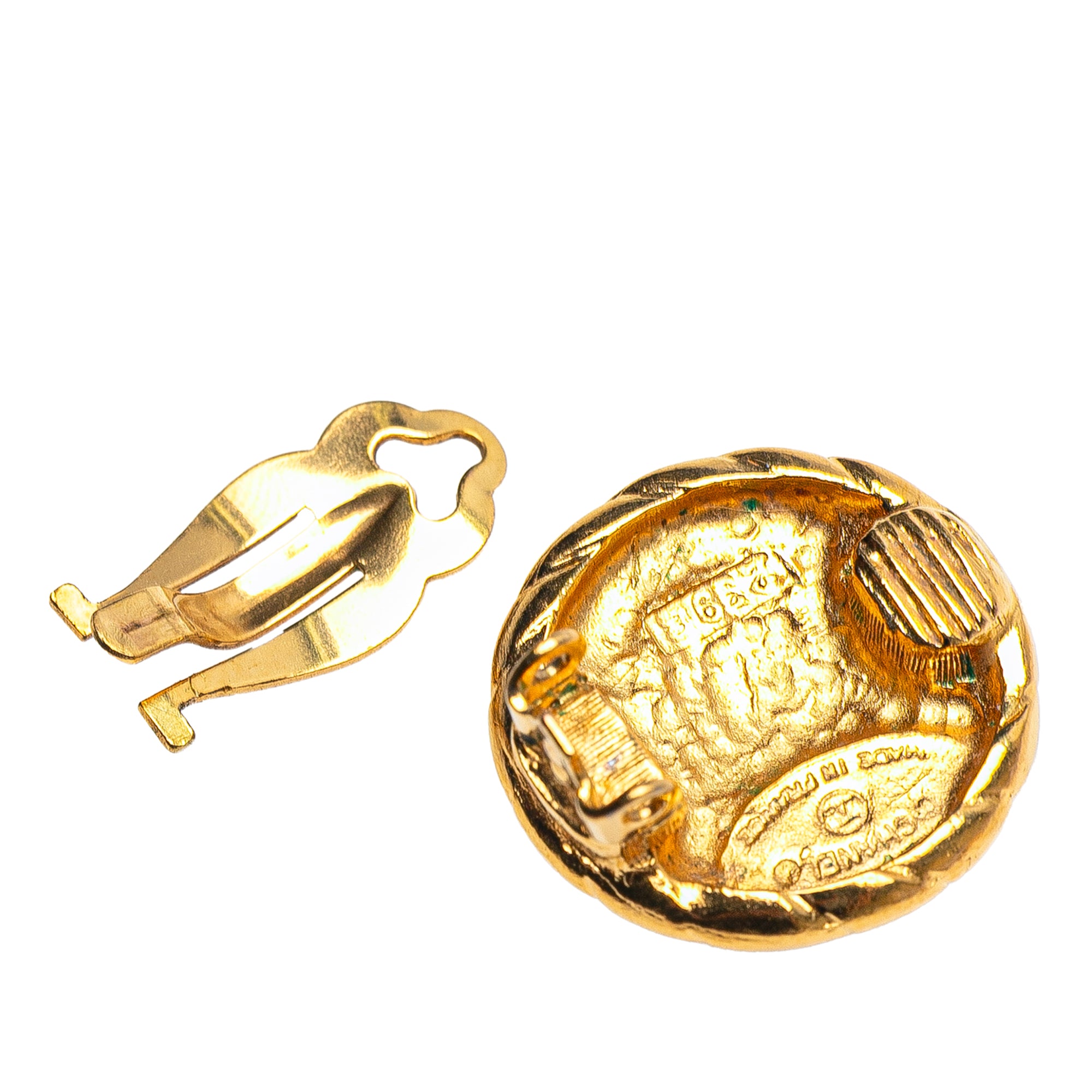 Chanel | Pre-Owned Gold Plated CC Clip On Earrings - I | Gold