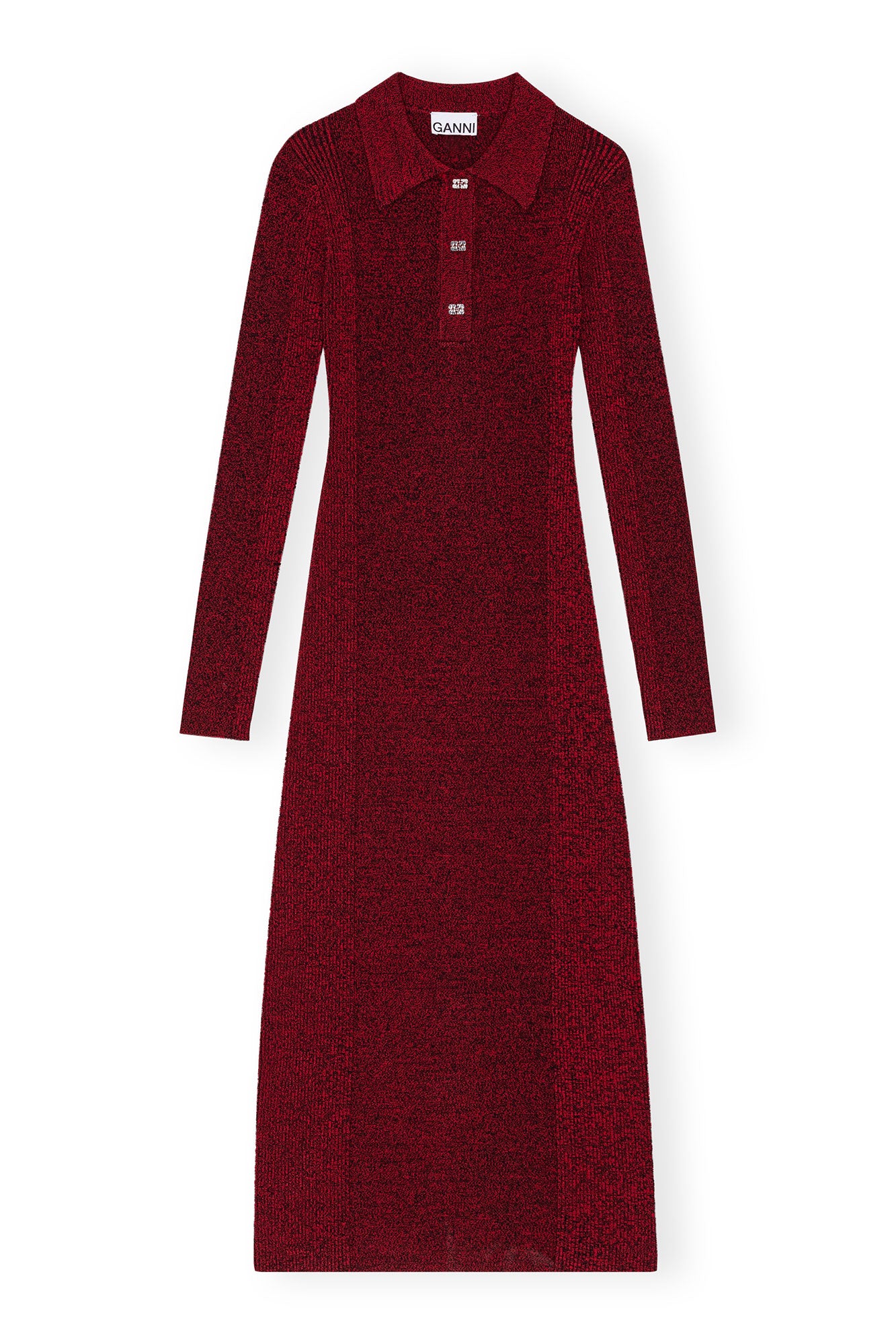 Melange Rib Polo Dress | High Risk Red