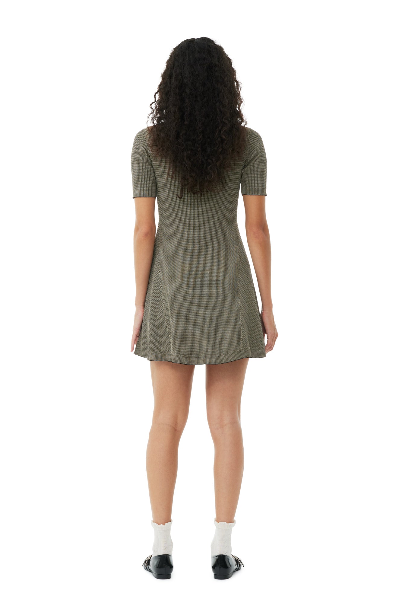 Melange Knit Short Sleeve Mini Dress | Safari