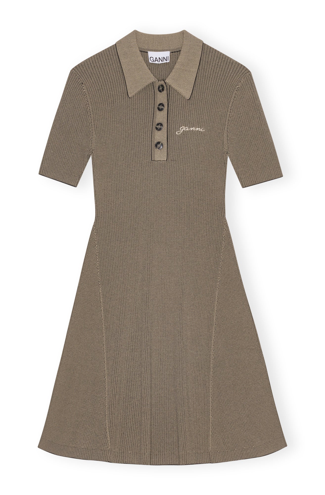 Melange Knit Short Sleeve Mini Dress | Safari