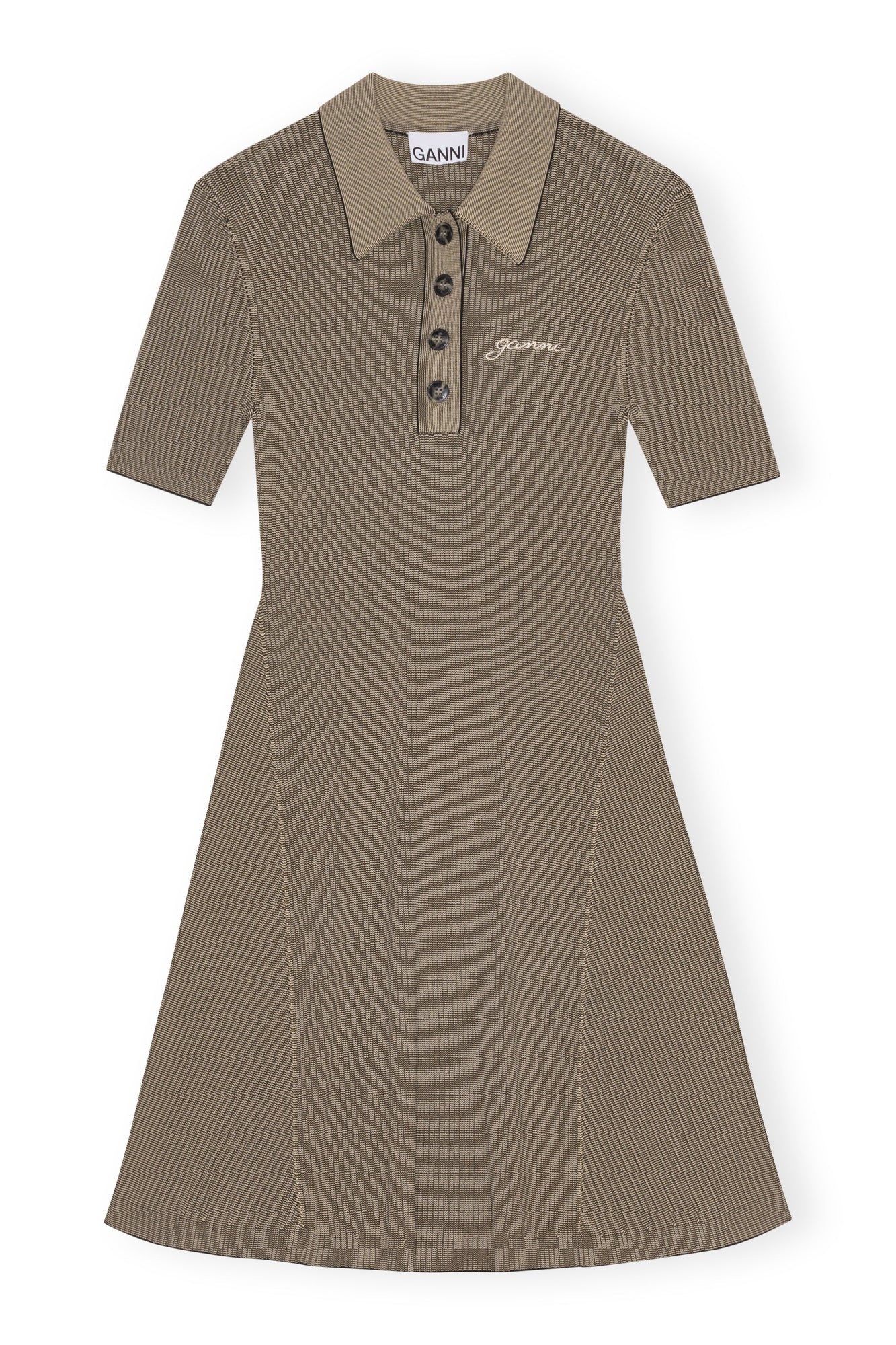 Melange Knit Short Sleeve Mini Dress | Safari