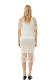 Cotton Lace Polo Sweater | Egret