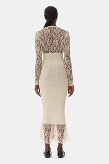 Thin Cotton Lace Button Down Maxi Dress | Egret