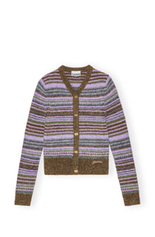Soft Wool Stripe Cardigan | Military Olive