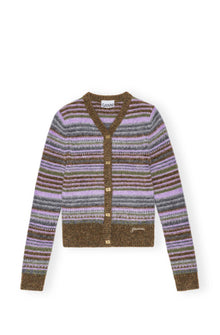 Soft Wool Stripe Cardigan | Military Olive