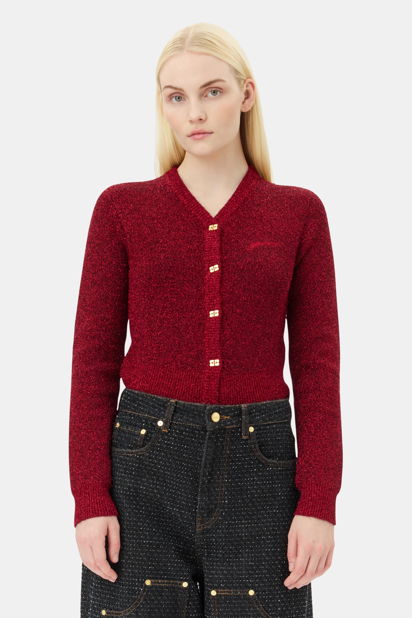 Sparkle Short Cardigan | Racing Red