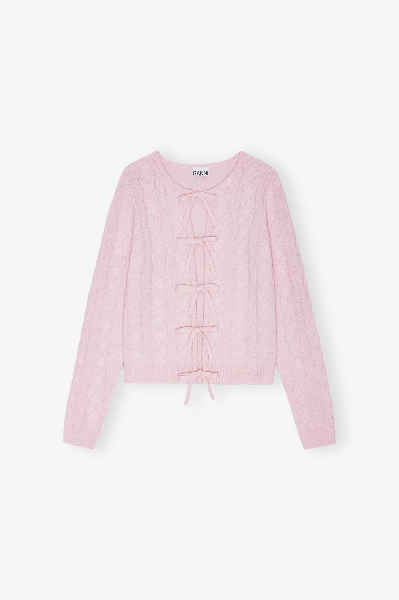 Cashmere Mix Tie String Cardigan | Mauve Chalk