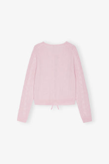 Cashmere Mix Tie String Cardigan | Mauve Chalk