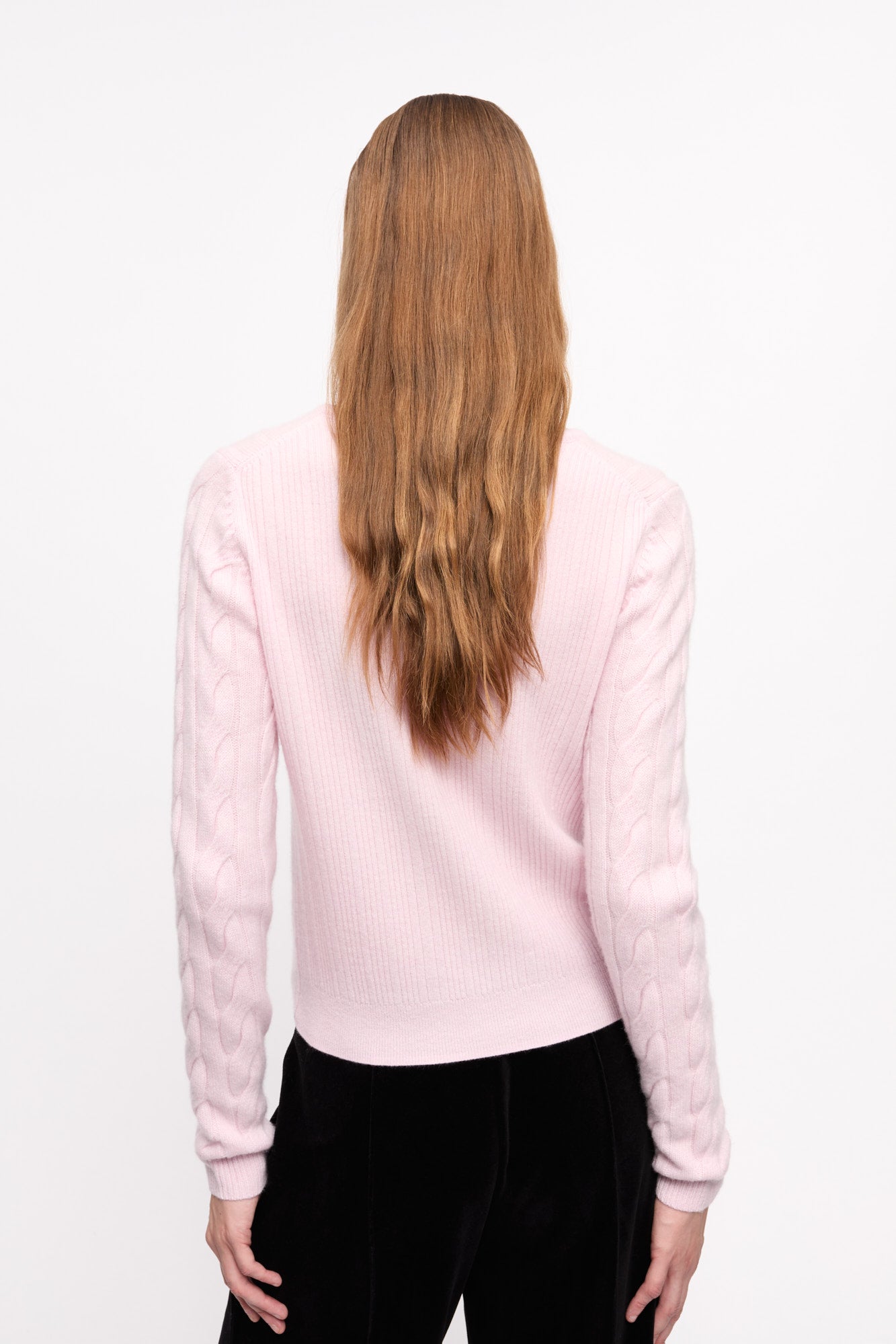 Cashmere Mix Tie String Cardigan | Mauve Chalk
