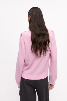 Graphic Wool Mix Bow Crewneck | Mauve Chalk