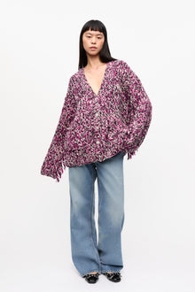 Fringe Wool Handknit Cardigan | Boysenberry