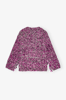 Fringe Wool Handknit Cardigan | Boysenberry