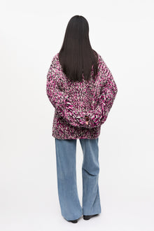 Fringe Wool Handknit Cardigan | Boysenberry