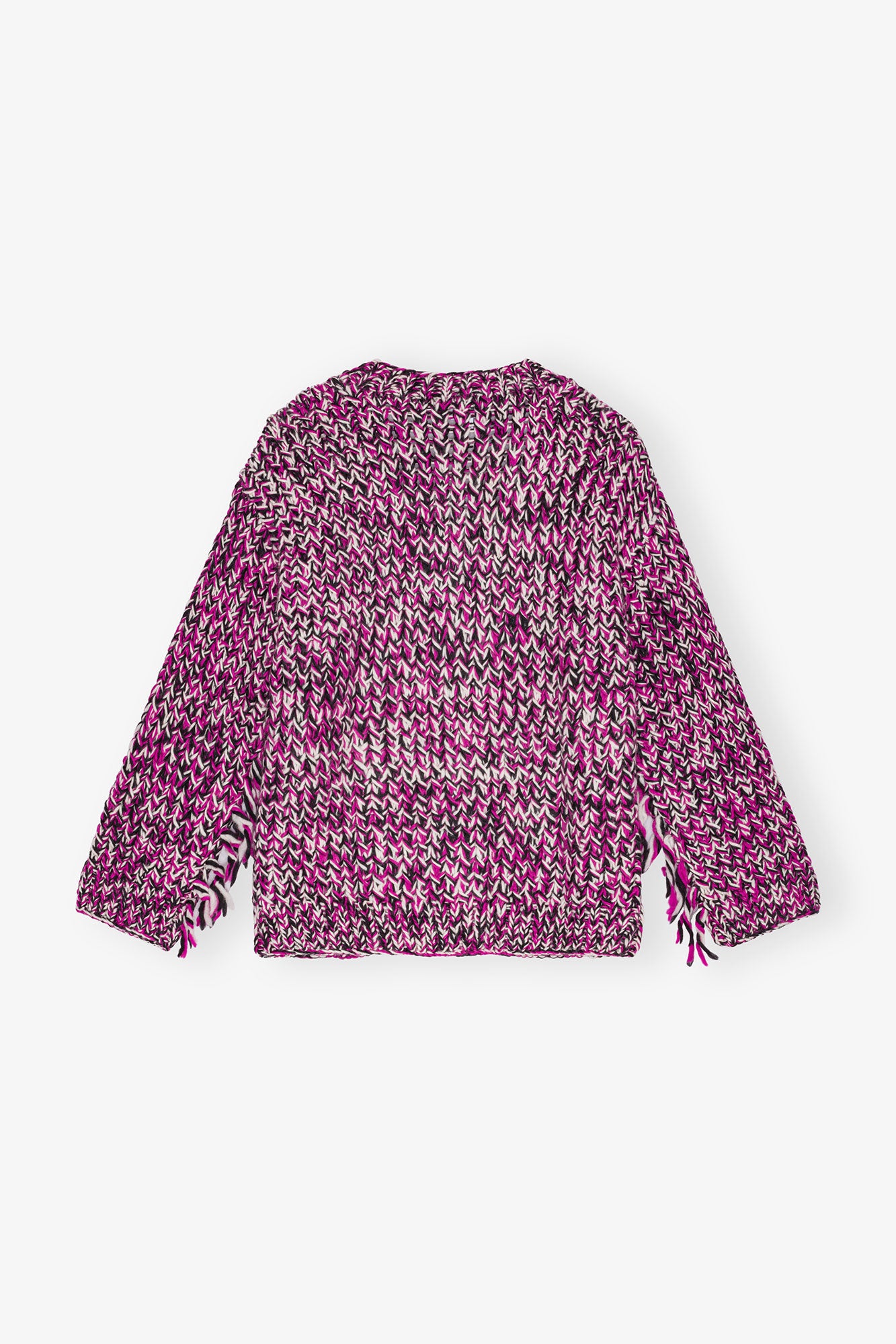 Fringe Wool Handknit Cardigan | Boysenberry