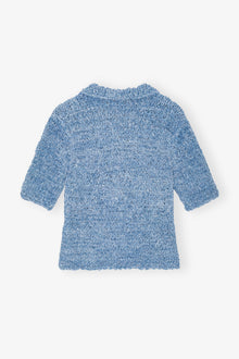 Denim Handknit Polo | Light Indigo