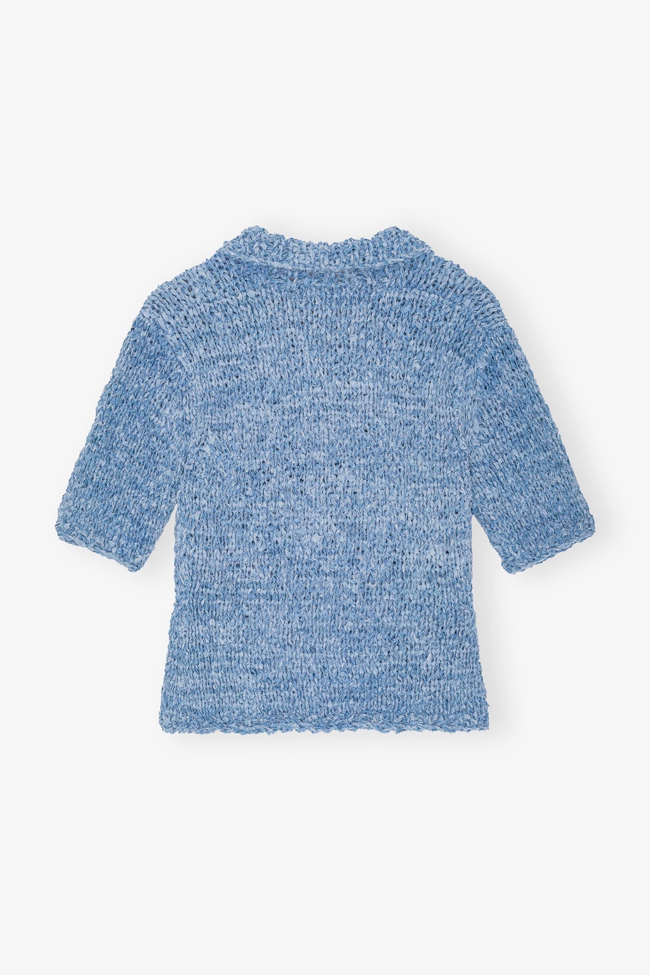 Denim Handknit Polo | Light Indigo