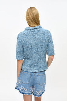 Denim Handknit Polo | Light Indigo