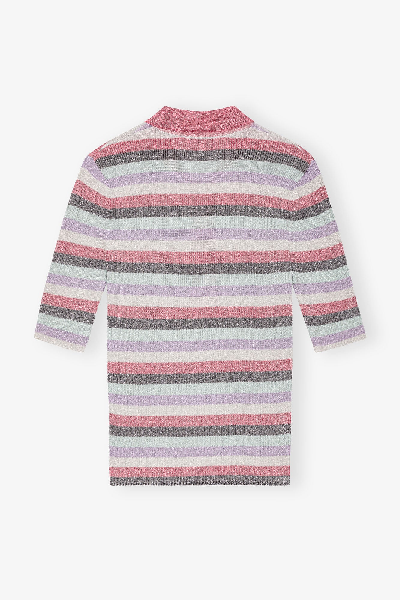 Striped Sparkle Rib Polo T-Shirt | Multicolor