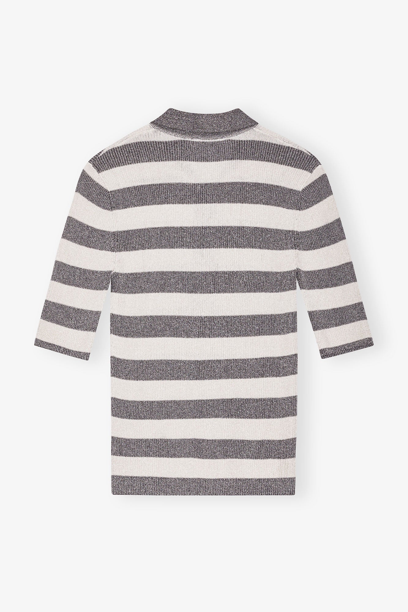 Striped Sparkle Rib Polo T-Shirt | Egret
