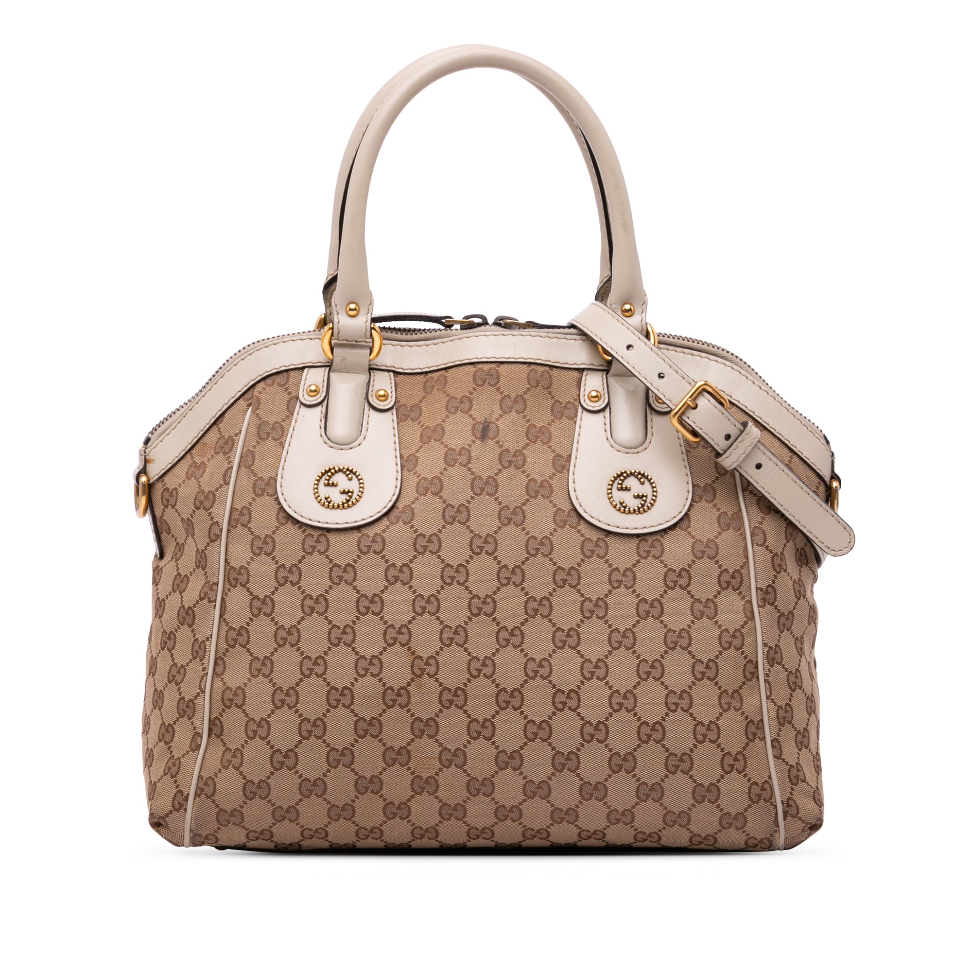 Gucci | Pre-Owned GG Canvas Scarlett Satchel | Brown/Beige/WhiteWhite