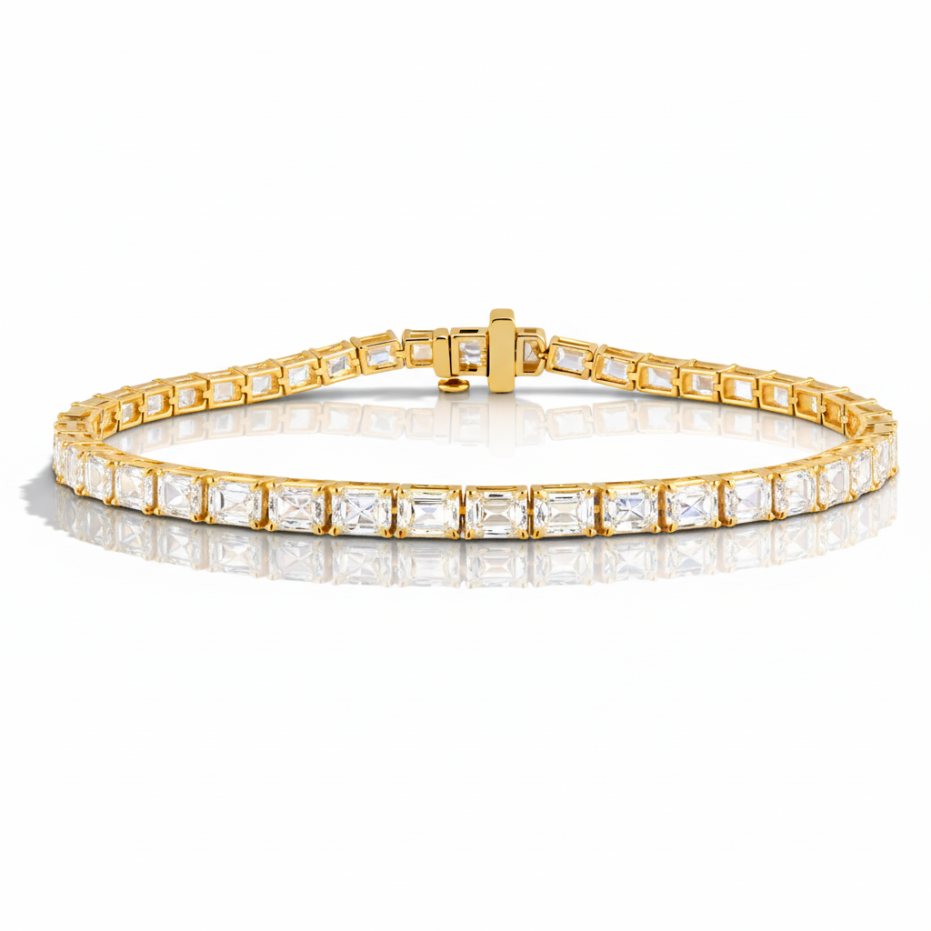 12.00 CT Emerald Natural Diamond | Tennis Bracelet | 14K Yellow Gold | J-K Color | VS Clarity