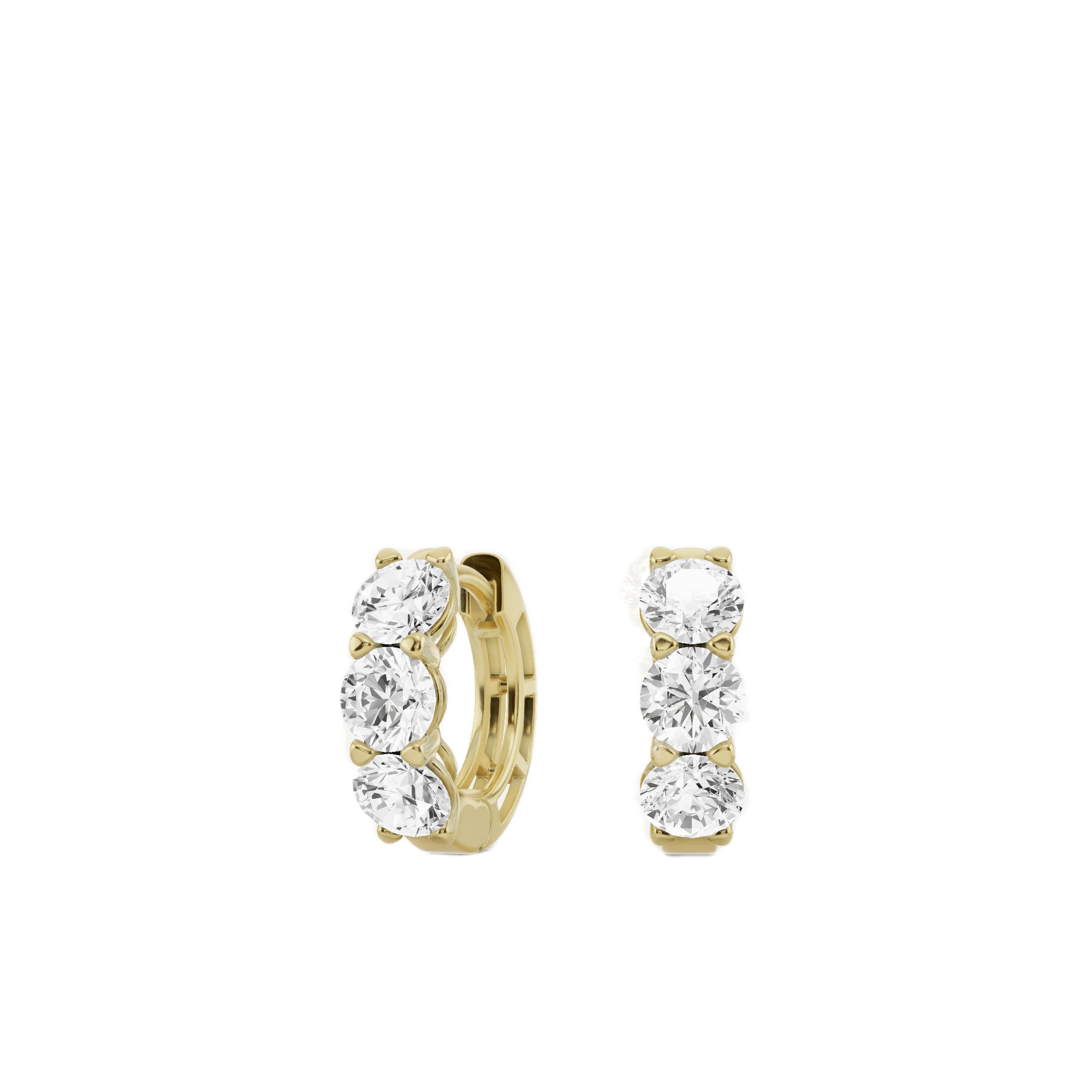 Womens | Huggie Hoops | 10K Yellow Gold | 2 CTW Round Cut Lab Grown Diamond | G-SI